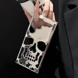 Luksusowe etui 3D Matte Metallic Color Hollow Out Skull Hard Phone Case dla Samsung Galaxy S23 S24 Ultra S24 S23 Plus Shockproof Cover