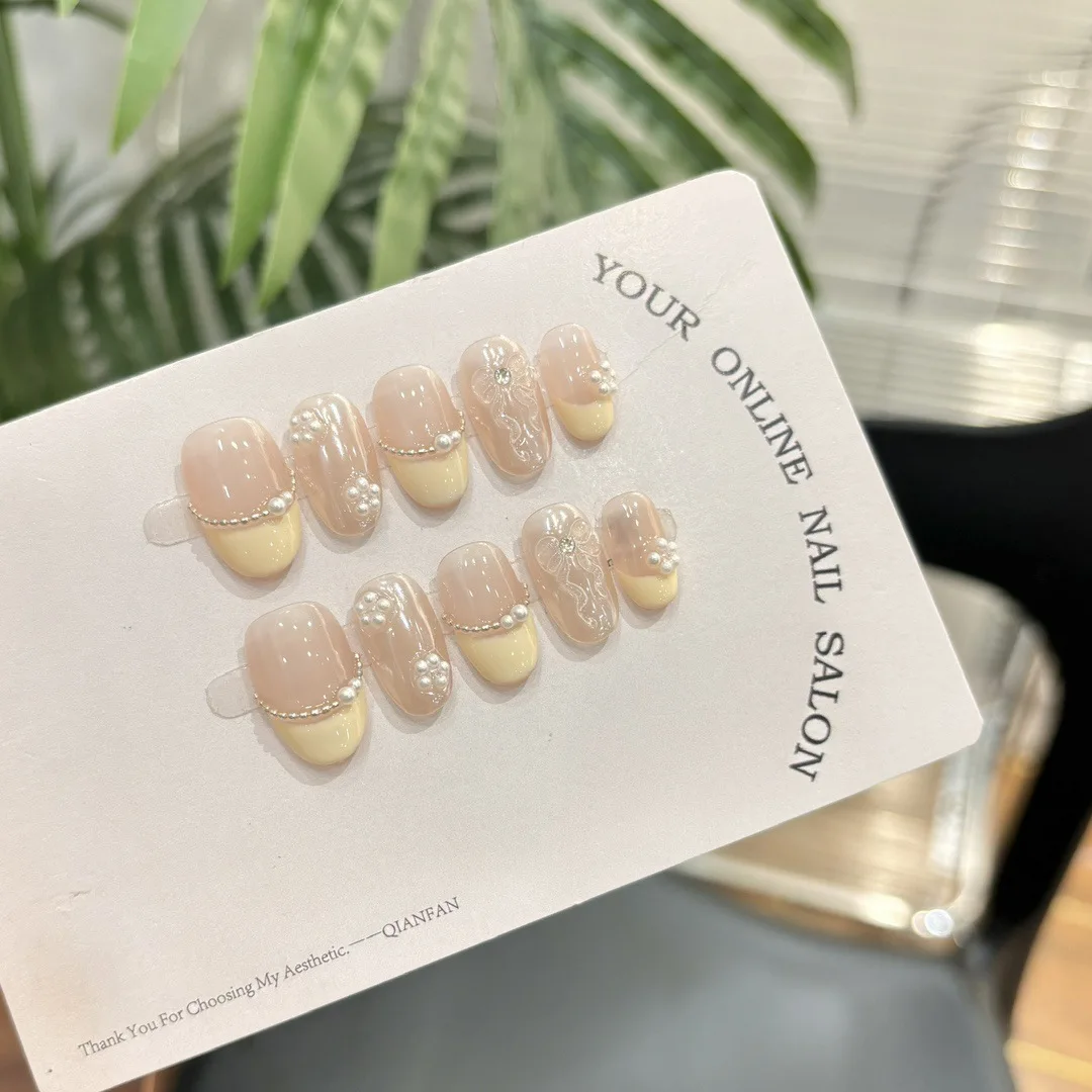 10 pezzi stampa fatta a mano sulle unghie ragazza energetica nastro dipinto a mano unghie a copertura totale per donne e ragazze unghie finte indossabili rimovibili