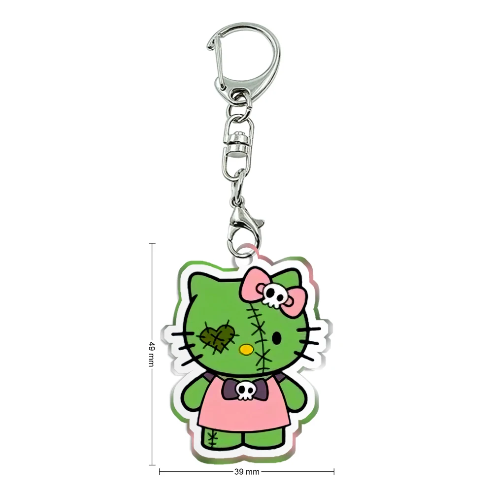 

Halloween Hello Kitty Kuromi Sanrio Funny Transparent Acrylic Keychains Collection Girl Accessories Pendant Ornament for Bag