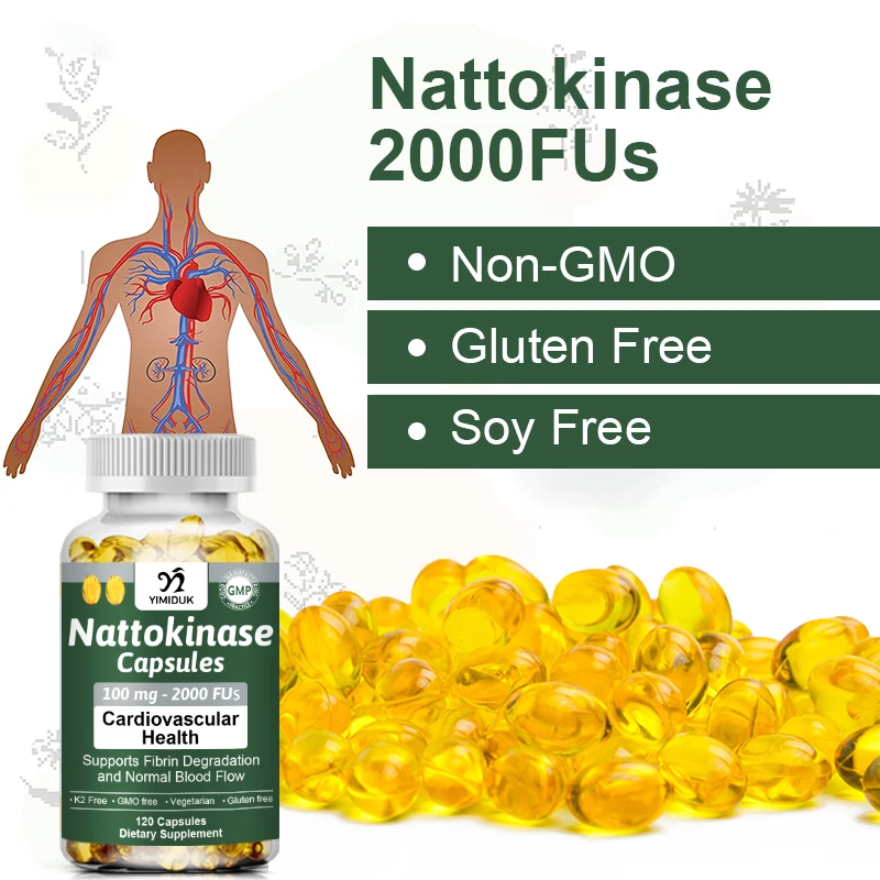 كبسولات Nattokinase العضوية بشكل طبيعي ، ببتيداز سيرين ، خالية من الجلوتين ، غير GMO