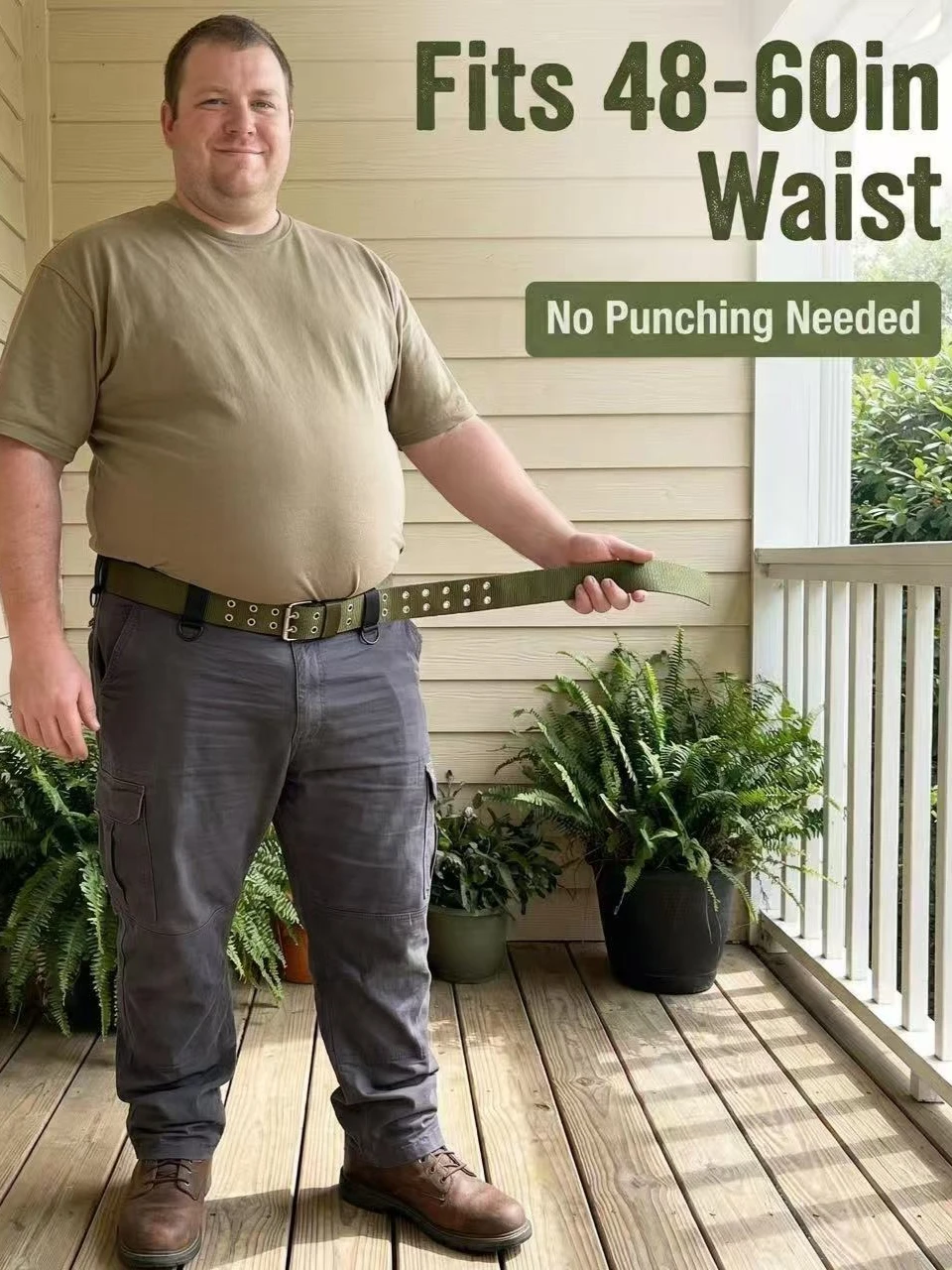 1.4m/55 inch Big and Tall Tactical Belt - Reinforced Nylon Webbing, Quick Release Metal Buckle, 4 Removable D-Rings for Work EDC