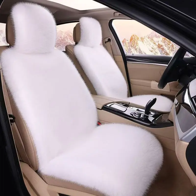 Faux Fur Winter Car Seat Cushion Single Piece Thick Warm Unisex Padding Long Plush Seat Cover Universal Fit