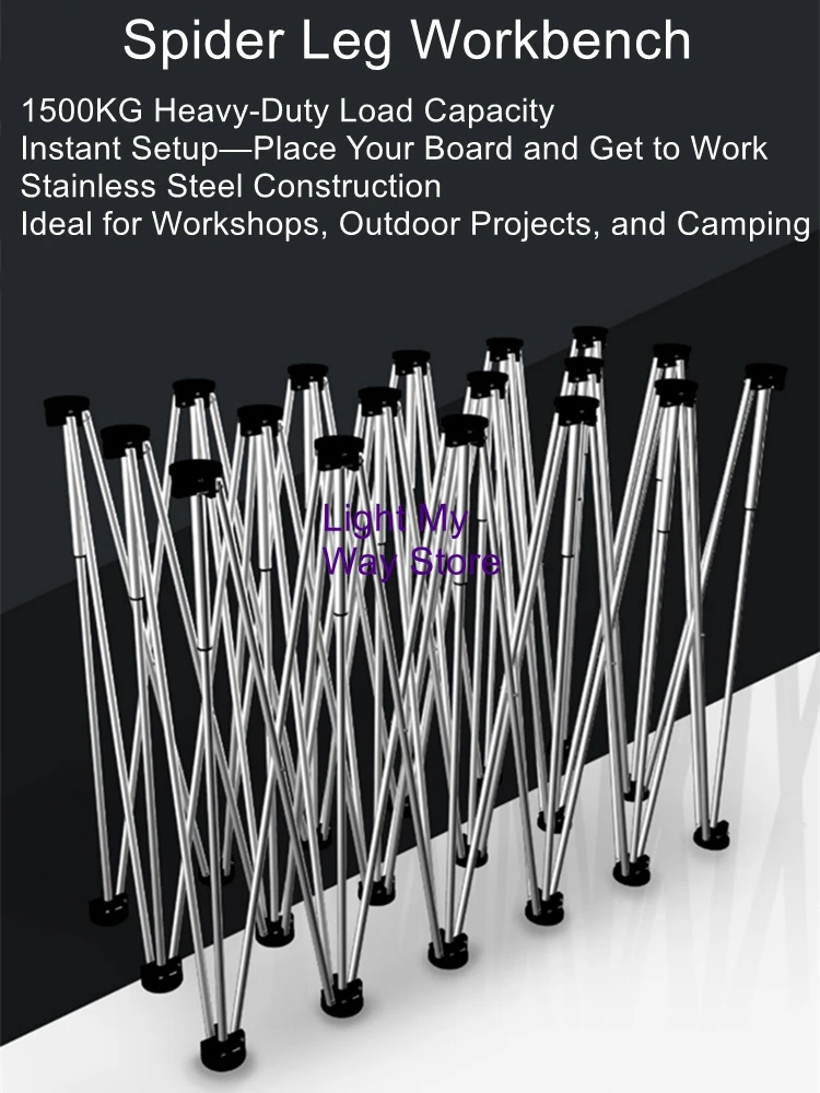 Multi-Functional Workbench Stainless Steel Woodworking Folding Tripod Spider Leg Workbench Telescopic Support