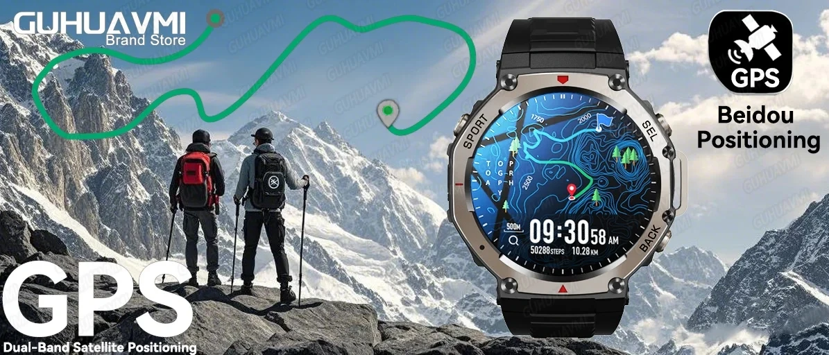 2025 New Military Bluetooth Call Smart Watch Built-in GPS Compass Barometric Altimeter 10ATM Waterproof Sports Smartwatches Men