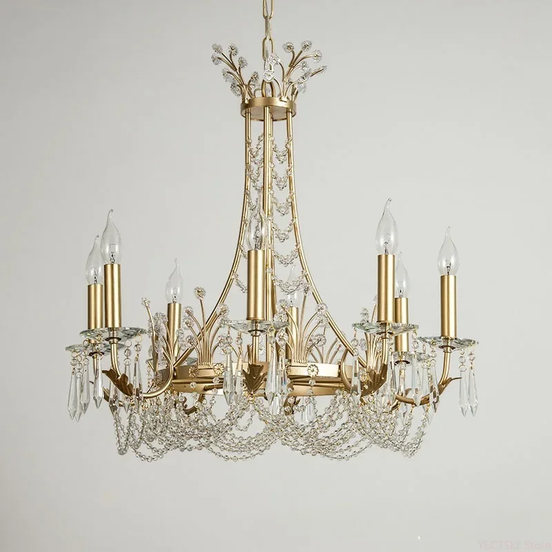 

GHJUYIOL American style light luxury living room dining room crystal light French luxury Nordic personalized creative pendant li
