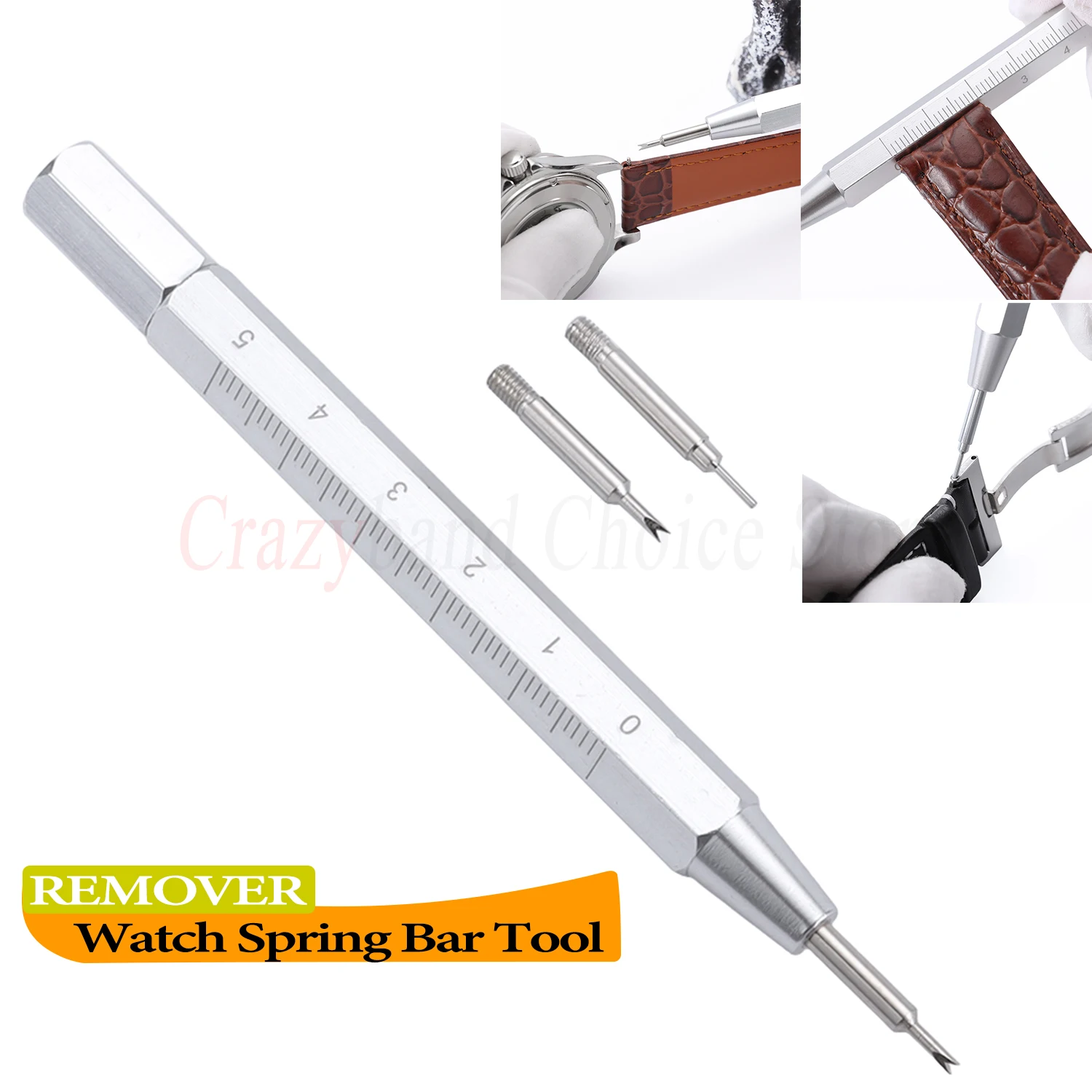 Interchangeable Head Watches Spring Bar Tool High Hardness Metals Strap Remover Accurate Scale Professional WatchBand Repair Kit