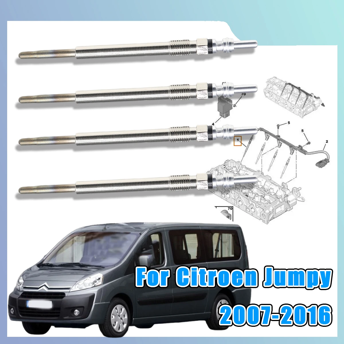 5V Diesel Heater Nickel Plating Glow Plugs For 1682276 Replacement Repair Kit For Citroen Jumpy 2007-2016 1.6 HDi 2.0 HDi