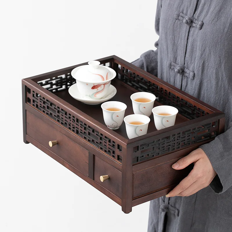 Walnut Fence Storage Rack Tea Storage Cabinet Pu'er White Tea Cake Moisture-proof Drawer Storage Box Tea Box