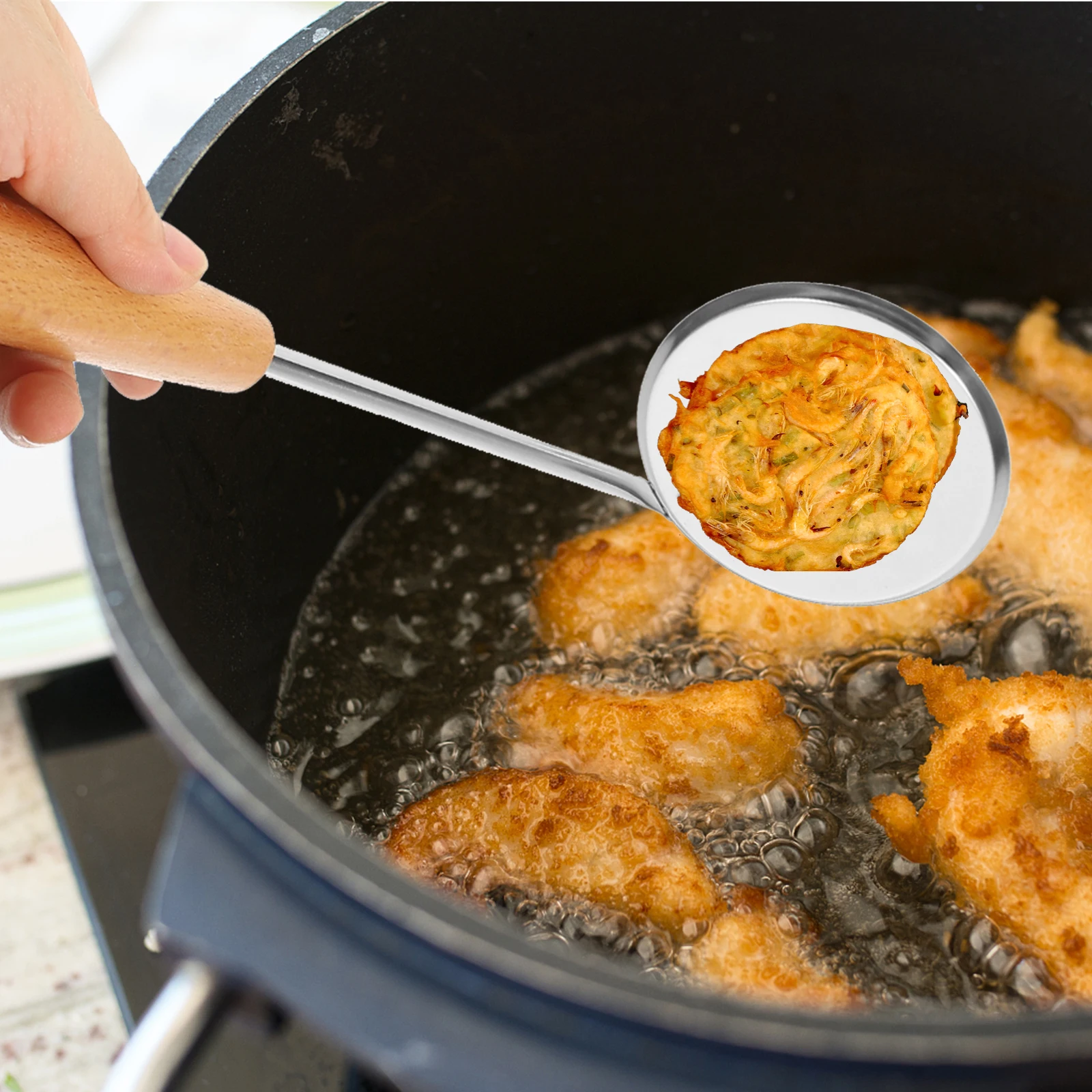 

Small Size Stainless Steel Frying Spoon Oil Pier Cookie Molds Nonstick Kitchen Utensils Lightweight Anti Rust Shrimp