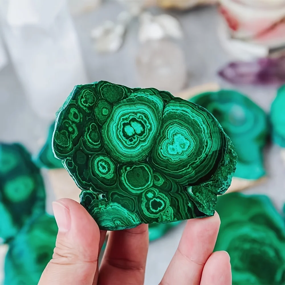 Natural Crystal Green Eyes Malachite Raw Slab Mineral Specimen Home Ornament Decoration, Ideal choice for Gifts