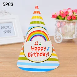 10pcs Baby Kid Rainbow Birthday Party Hat children Crown Decoration Paper Cap Cartoon Pattern Festival Colorful Birthday Hat