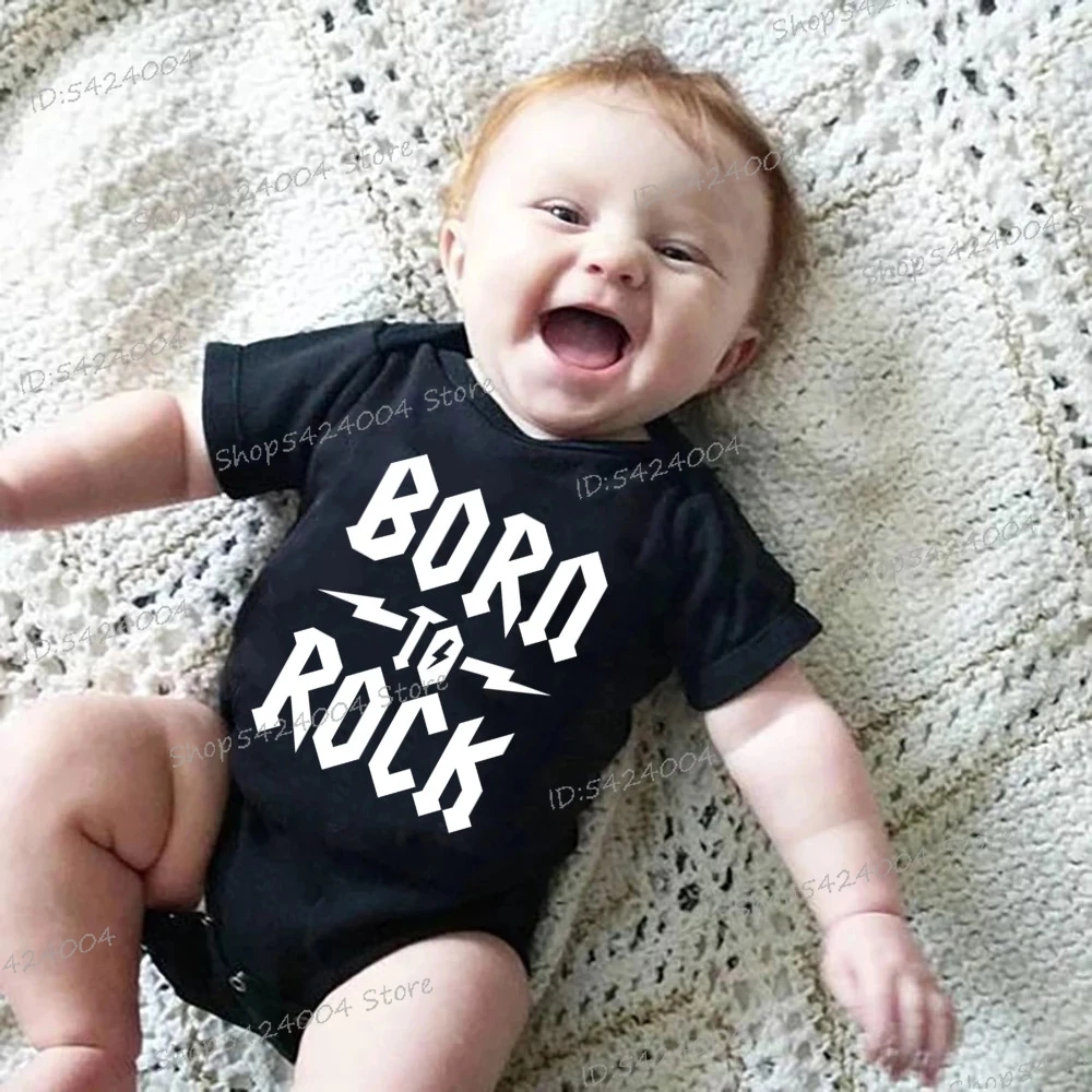 

Born To Rock Graphics Newborn Short Sleeve Cotton Bodysuit Fashion Baby Boys Girls Clothes Jumpsuit Infant Outfit