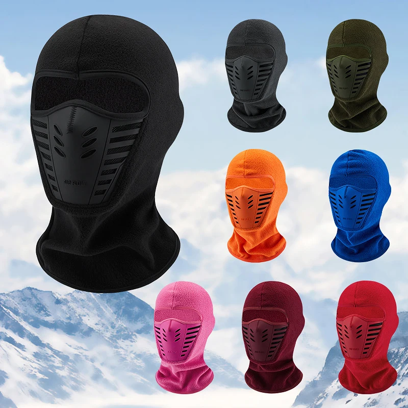 Motorcycle Mask Fleece Thermal Neck Full Face Mask Keep Warm Riding Balaclava Biker Ski Winter Windproof Dustproof Face Shield