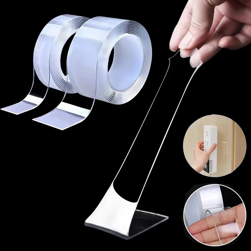

2 rolls Nano Tape Traceless Waterproof Double-Sided Adhesive Tape For Bathroom Kitchen Sink Tap Gel Sticker No Trace Reusable
