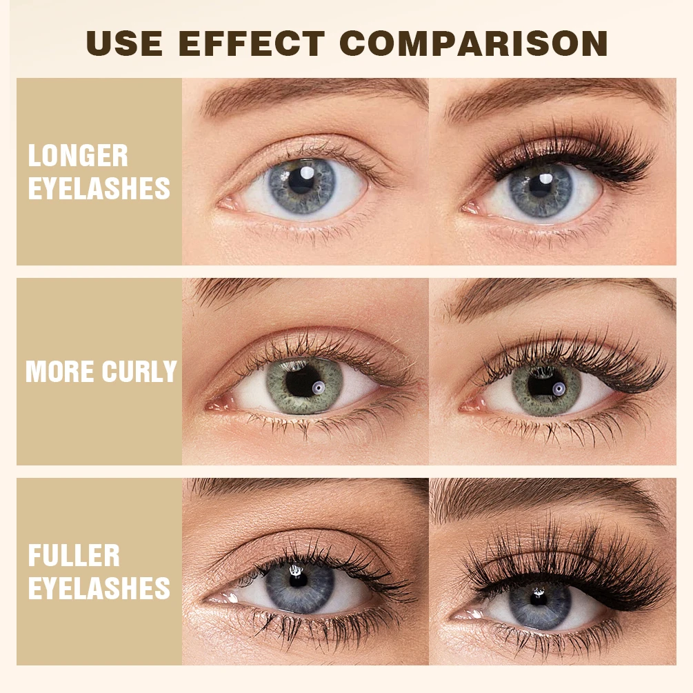 QIBEST Eyes Makeup Set Natural Eyelash Growth Serum Black Mascara Eyelashes Enhancer Longer Thicker Fuller Lashes Eyebrows Lift