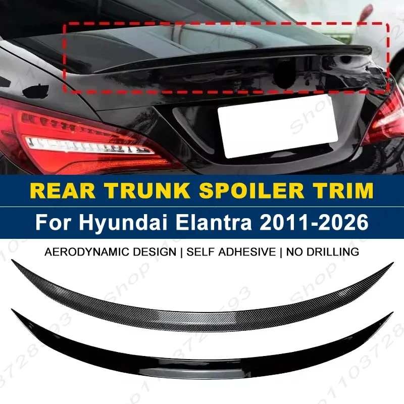 For Hyundai Accessories Elantra 2011-2026 Car Rear Trunk Boot Spoiler Wing Lip Body Kits Gloss Black Soft Plastic