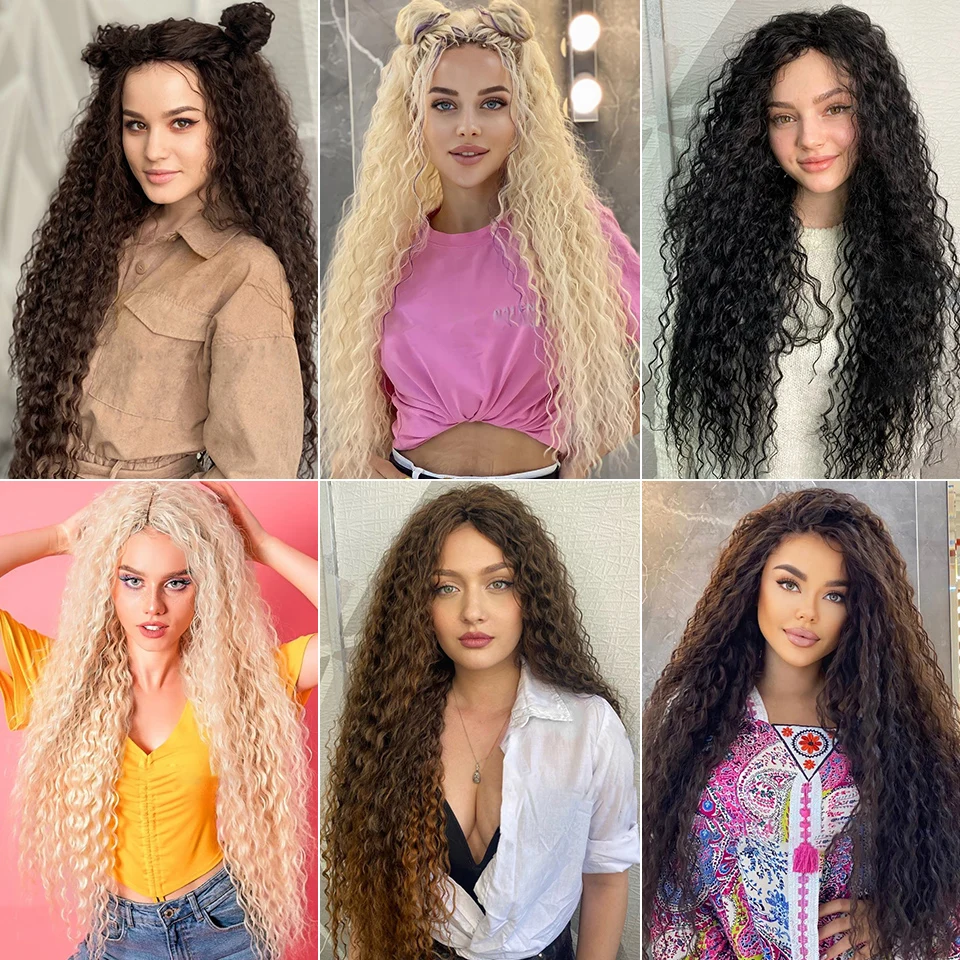 Deep Wave Twist Crochet ผมโครเชต์ Braid Ombre Braiding Hair Extensions สังเคราะห์ Afro Curls สําหรับผู้หญิงอุณหภูมิต่ํา FELEK