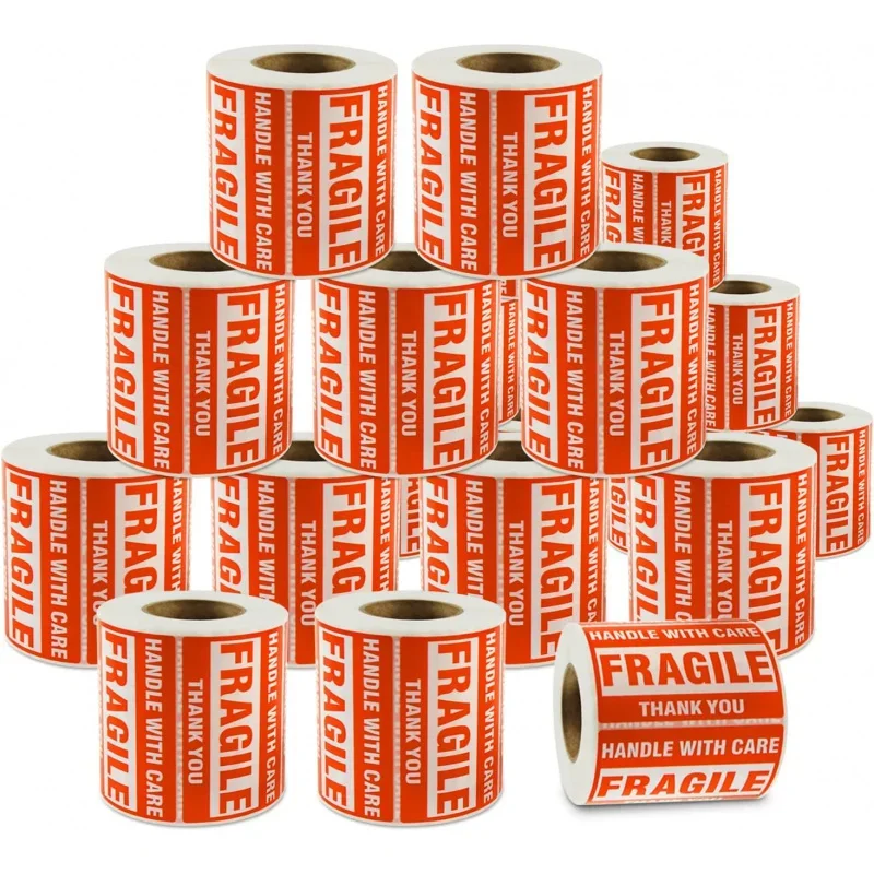 20000 Fragile Stickers 40 Rolls 2 x 3 - Handle with Care - Thank You Labels (500 /Roll)