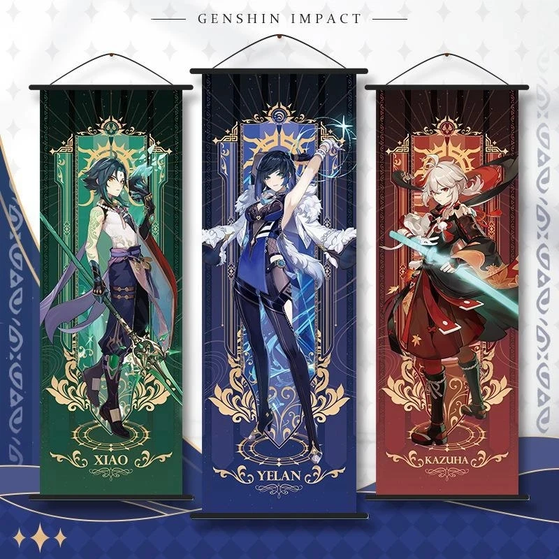 Genshin Impact Wanderer Tarot Poster Cosplay Anime Genshin Nahida Xiao Raiden Shogun Kazuha Zhongli Scroll Canvas Hanger Gifts