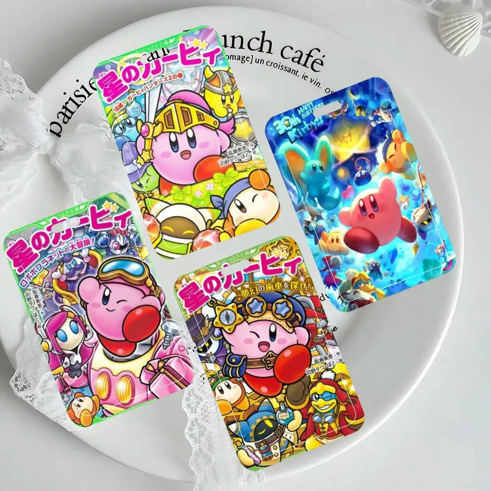 Cartoon Cute K-Kirby-y ID Card Holder Neck Strap Pendant Door Badge Holder Lanyards Keychain Work Credential Case Gift view 2