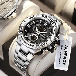 Watch For Men Large Dial Outdoor Sports Dual Display Waterproof Clock Hand Light Alarm Clock  Sports Men Watch Reloj Hombre