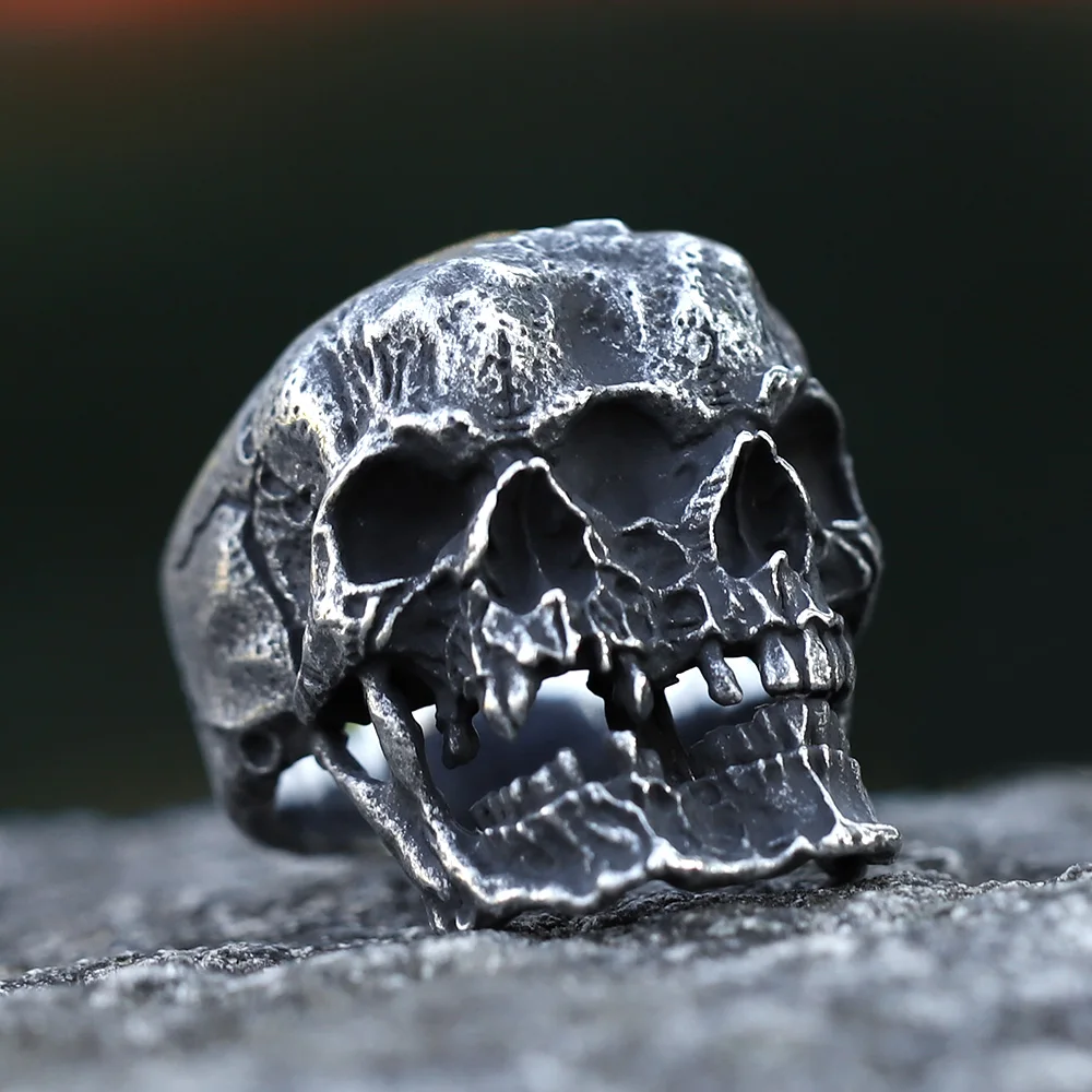 Men\'s 316L stainless steel Double headed Skull ring Gothic Biker PUNK Motorcycle Band Jewelry for Gifts free shipping