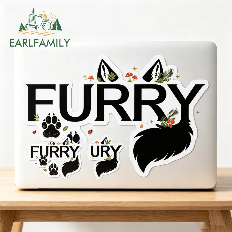 EARLFAMILY Cool Furry Tittle Logo Car Bumper Decal Popular Cartoon Car Gadget Decor Occlusion Scratch Practical Camper Goods
