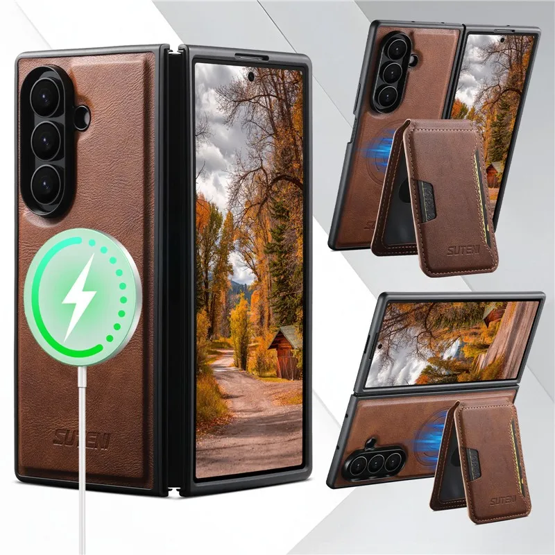 

Магнитный съемный чехол-кошелек 2 в 1 для Samsung Galaxy Z Fold 7 Z Fold6, чехол-подставка из натуральной кожи с беспроводной зарядкой