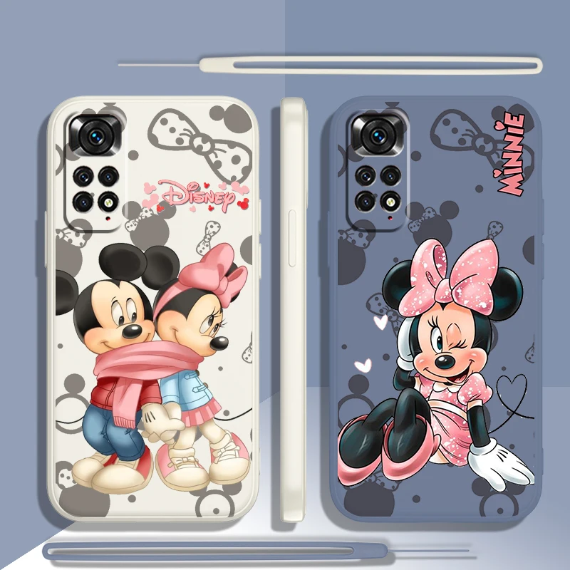 Pink Minnie Baby Cute Phone Case For Xiaomi Redmi Note 12 11 11S 10 10S 9 9S 9T 8 8T 7 5 Pro Plus Liquid Rope Candy Cover Fundas