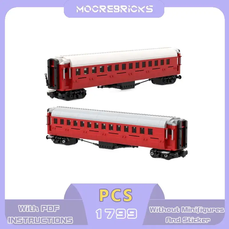 MOC Klassischer Vintage Erstklassiger Passagierwagen Baukasten-Set Express-Eisenbahnwagen-Modell Schienen-Spielzeug Geschenk für Erwachsene