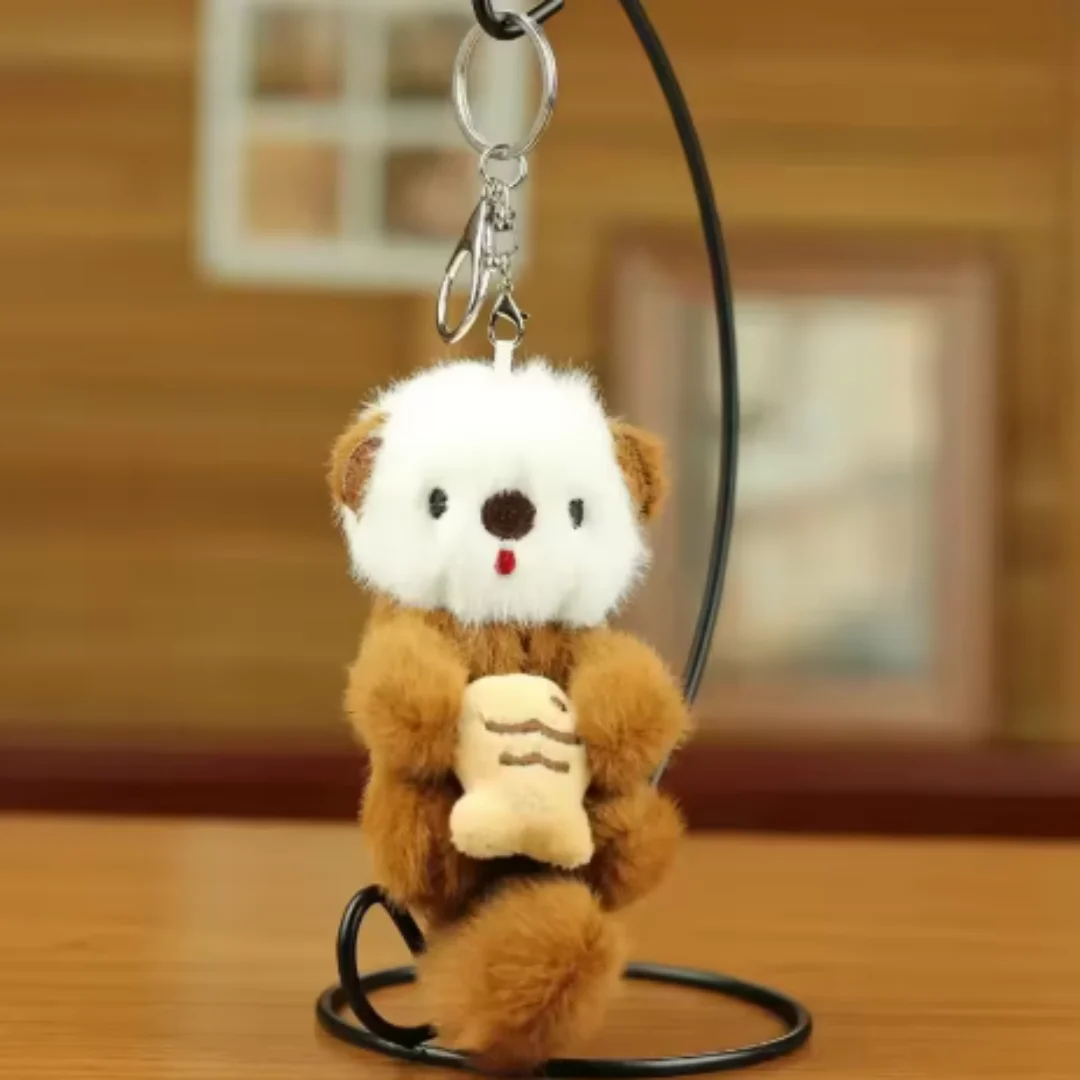 Lindo llavero de lontras de felpa con forma de pez, llaveros de mochila elegantes, bolso escolar de animales encantadores, llavero, billetera, colgante, juguete, regalo para estudiantes