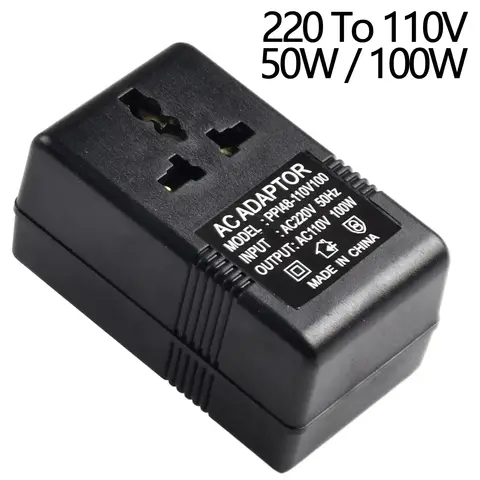 1pc 전압 변환기 스텝 다운 변압기 여행용 어댑터 220V ~ 110V 전압 변환기 50/100W 전원 변압기