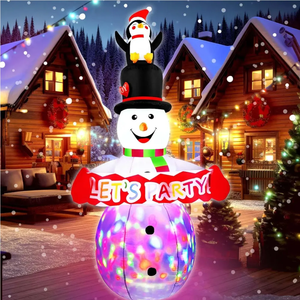2.4M Overhead Penguin Snowman gonfiabili natalizi luci a LED decorazioni gonfiabili decorazioni da giardino per interni ed esterni