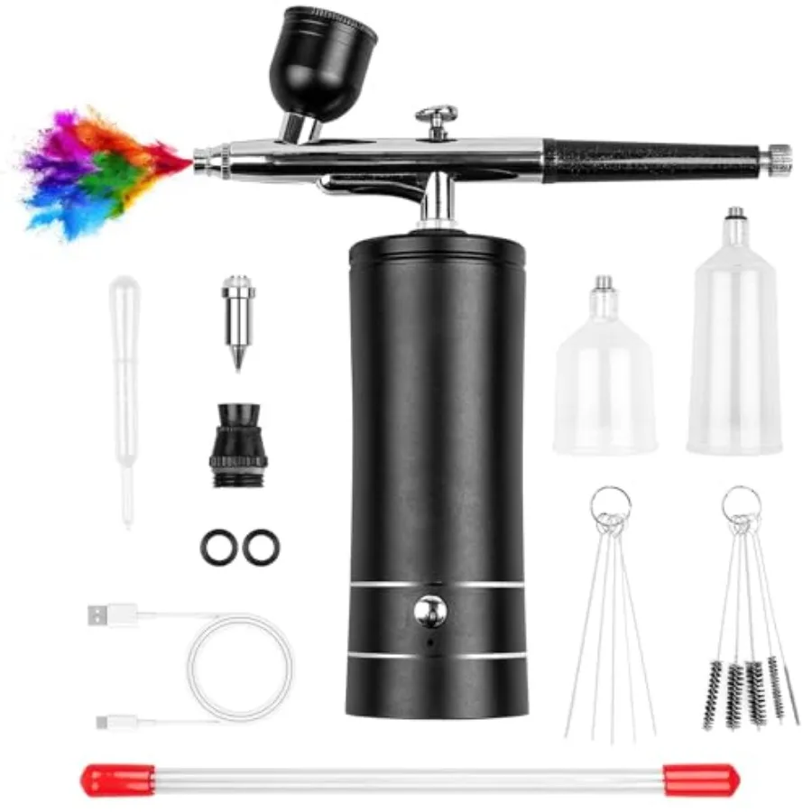 

Rechargeable Cordless Airbrush Kit with NonClogging HighPressure Compressor and 0.3mm Nozzle for Makeup Application Barber Styl