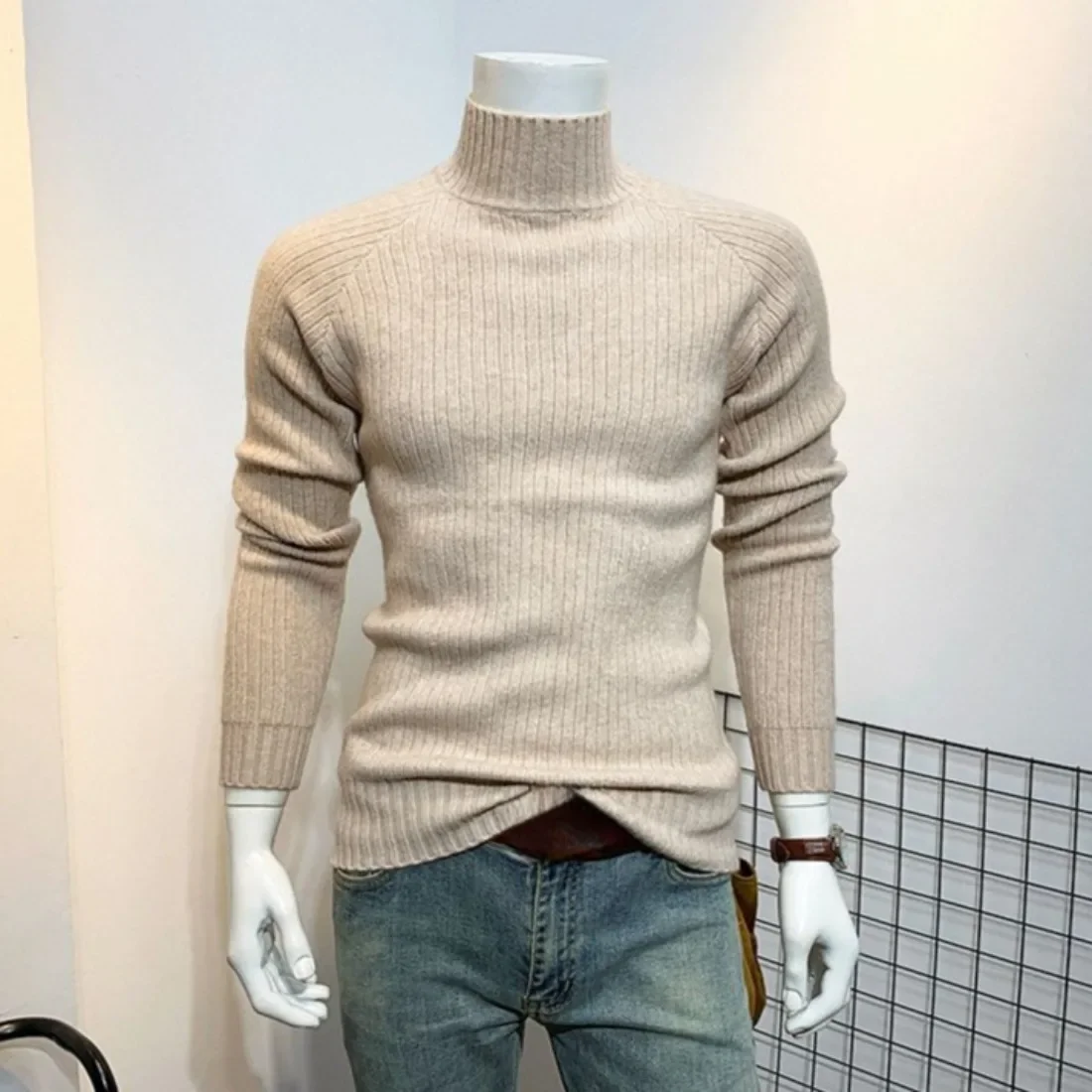 Knitwear Black High Quality Thick Korean Style Casual Knitted Sweaters for Men Fashion Woven Designer Aesthetic Top Pullover Man