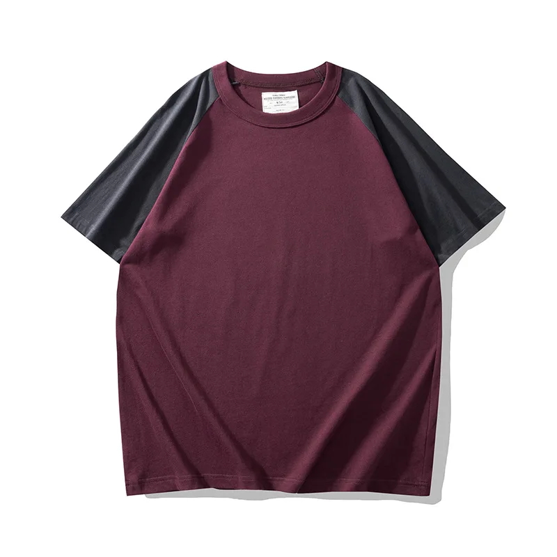 OKONKWO New Basic Small Print Color Block Sleeve T-shirt Solid Raglan Sleeve Tee Outdoor Trekking Hiking Riding Workwear Camping