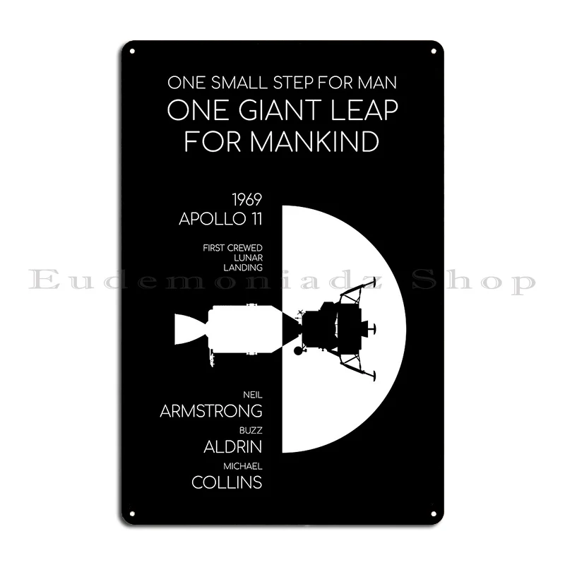 One Small Step For Man One Giant Leap For Mankind Apollo 11 Pop Metal Sign Pub Design Wall Plaque Garage Create Tin Sign Poster