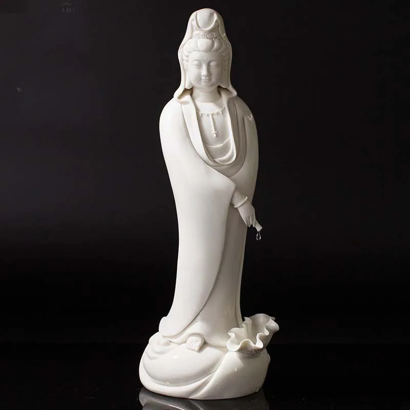 44cm large high grade home family efficacious Talisman Mascot Guanyin PU SA Buddha Handmade Porcelain Sculpture statue