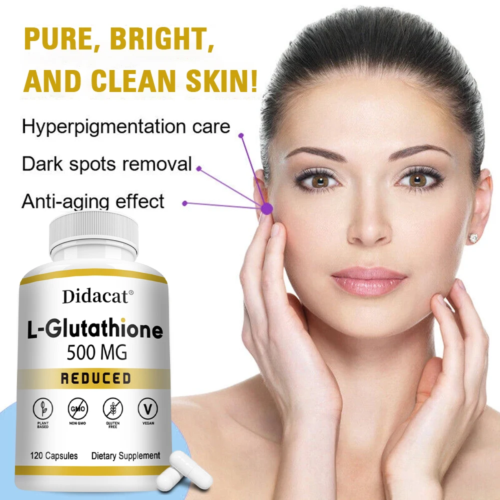 Glutathion-Ergänzungsmittel, L-Glutathion (reduziert), 500 mg, Antioxidans, Leberdetox, Anti-Aging, Verdauungs- und Immungesundheit