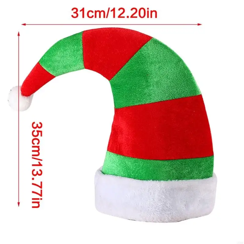 قبعة الاحتفال بعيد الميلاد بتصميم منحني قبعات سانتا باللون الأحمر والأخضر للأطفال البالغين Y166 #6