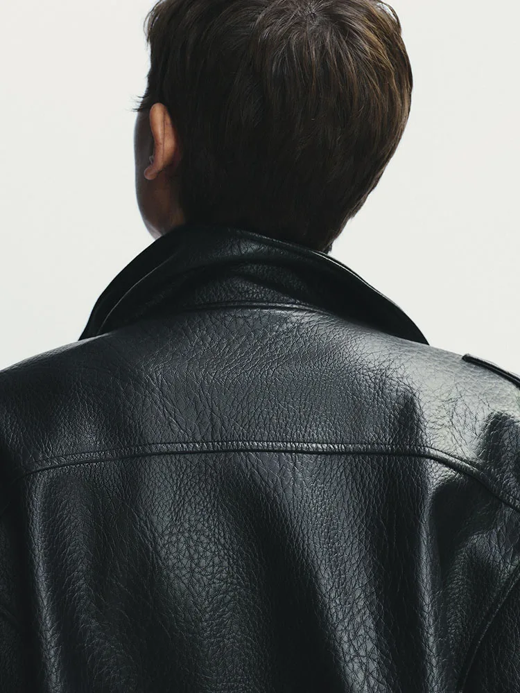 Elegancki, słodki, długi płaszcz ze stójką, kurtka wierzchnia, nowość na jesień 2025, damski płaszcz ort, skóra ekologiczna.