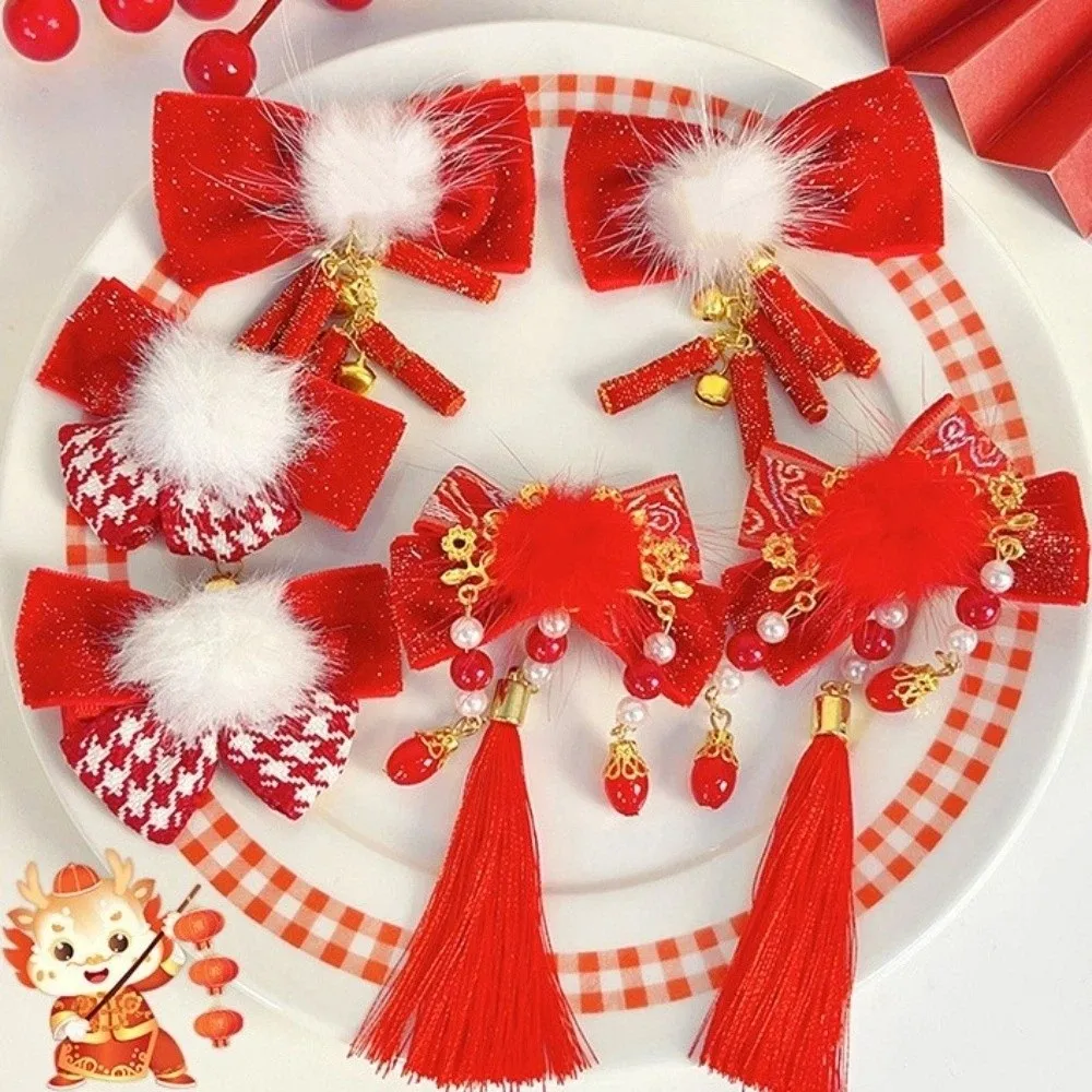 

Cloth Chinese Tassel Fan Hairpin Bow Flower Japanese Kimono Headwear Kimono Hair Clip Tassels New Year Bow Hairpin Women/Kids