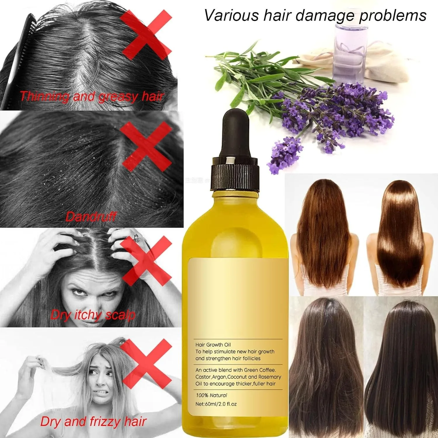 60ml Improve Frizz Nourishing Hair Care Oil Repair Oil,Thrive Hair Growth Oil Healthy Gifts For Women Girls Party Supplies