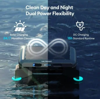 Automatic Robotic Pool Cleaner And Filter Eco-Friendly Solar Powered One-Button Poolside Return System Exclusive Offers