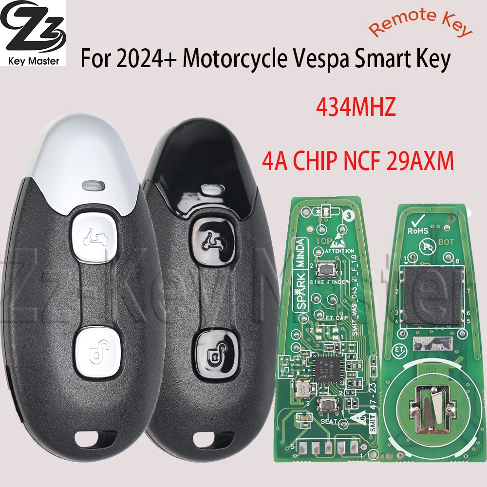 

Zz Vespa 433 МГц NCF29AXM 4A ЧИП дистанционный ключ для 2024+ мотоцикла Vespa GTS300 GT S300 GTS 300 Smart Key