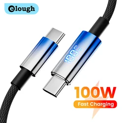 Elough 100W cavo da USB tipo C a tipo C ricarica rapida Display digitale cavo da USB C a USB C per cavo dati Samsung Huawei Xiaomi