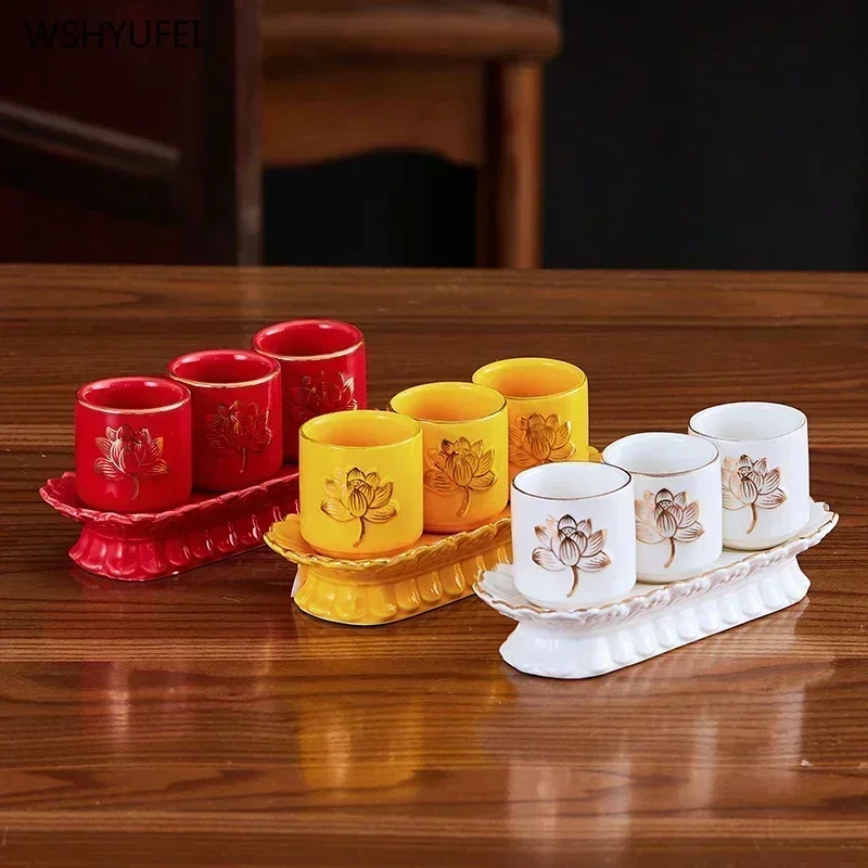 ceramics Water supply cup Buddhist temple supplies sacrifice Worship Buddha living room office home decoration Tea House gifts