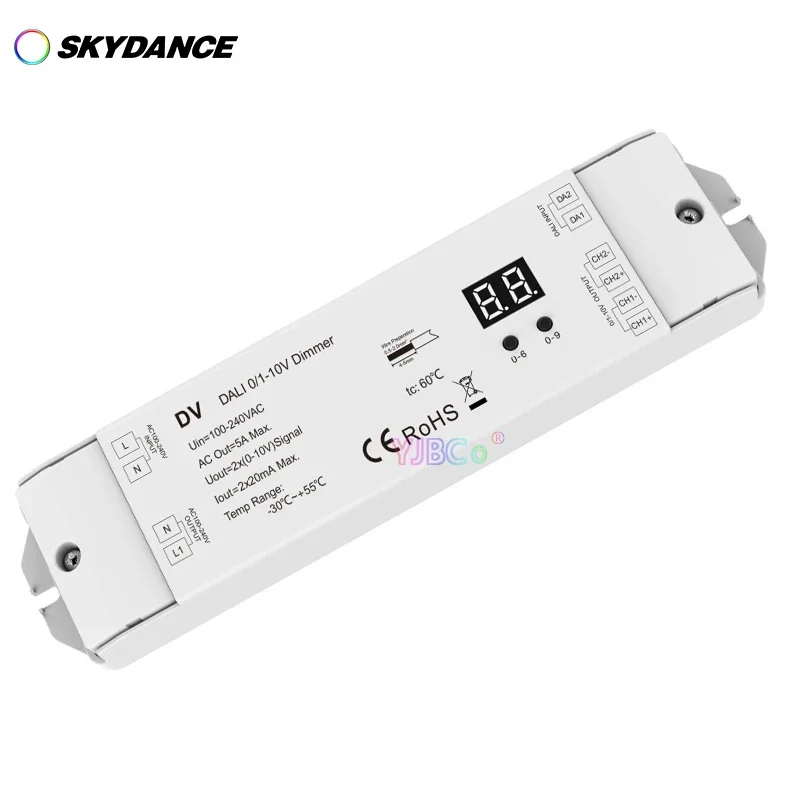 Sky dance 2-Kanal Dali 0-10V/1-10V Dimmer DV einfarbige LED-Streifen leuchten 110V-220V 2-Kanal-Hochspannungs-Wechselstrom-Eingangs-LED-Controller