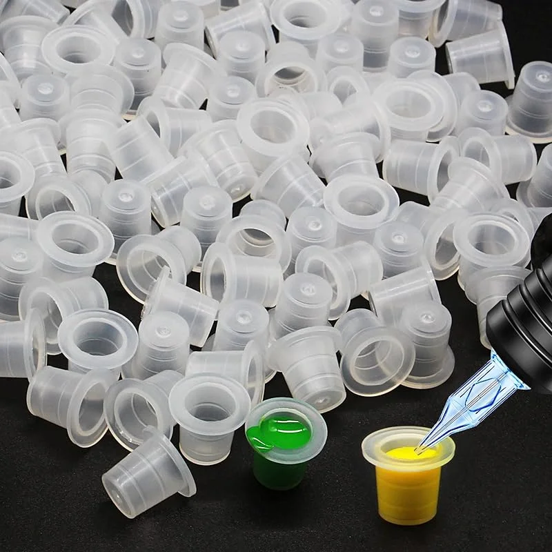 Mamba 1000pcs Plastic Tattoo Ink Cups Disposable Permanent Makeup Clear Pigment Container Caps for Eyebrow Tattoo Accessories