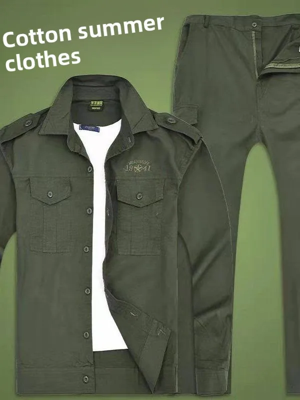 

Pure Cotton Thin Summer Work orm Set for Men Wear Resistant Labor Protection Clothing Dirt Proof Industrial Workwear Trai...